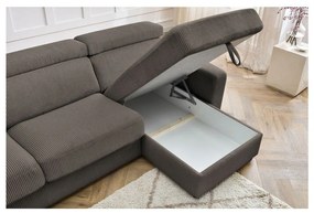 Colțar gri/maro extensibil cu tapițerie din catifea reiată (cu colț variabil) Monaco – Bobochic Paris