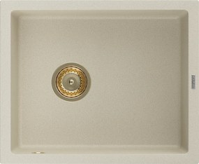 Mexen Pedro chiuvetă granit 1-cameră 560 x 460 mm, bej, sifon auriu - 6508561000-69-G
