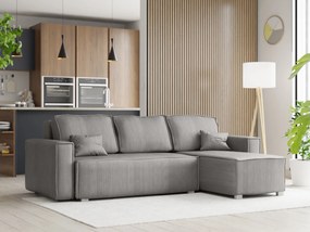 Canapea colt extensibila SMART COSARO gri deschis, cu colt bilateral + 2 perne CADOU