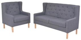 274932 vidaXL Set cu canapea, 2 piese, material textil, gri
