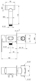 Deante BGA_N34M - baterie pentru bideu cu duș pentru montaj încastrat ALPINIA, neagră