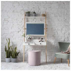 Suport cu sertar și oglindă Ragaba Leno, alb