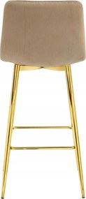 Scaun de bar POZZA VELVET cu picioare aurii, maro