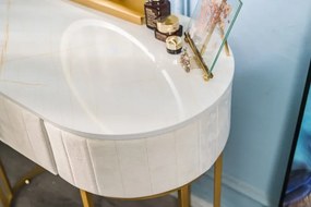 RESIGILAT- Set Bohemia Long, Masă de toaletă pentru machiaj cu oglindă iluminată LED, control touch, sertar, taburet, 100x40x75 cm, Bej