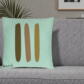 Perna Decorativa Abstract Linii Terracotta, 40x40 cm, Verde Menta, Husa Detasabila, Perna Inclusa, BEKZ®