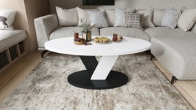 Mazzoni LOVA Alb/Negru - MĂSUȚĂ OVALĂ 110x60 cm MĂSUȚĂ DE CAFEA MODERNĂ