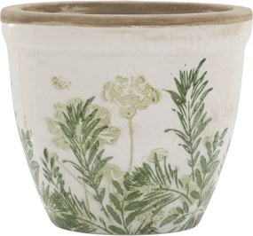 Ghiveci din ceramică cu imprimeu floral, verde, H10,5/D12,5 cm, „Laval”