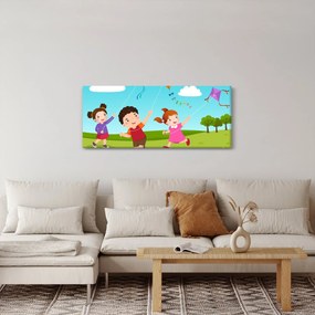 Tablou - Copii cu zmeu (120x50 cm)