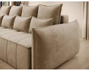 Canapea maro deschis extensibilă/cu spațiu de depozitare cu tapițerie din catifea 242 cm Weltton – ELTAP