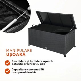 Ladă de depozitare din poliratan RICCO, 117 x 53 x 60cm, negru Casaria