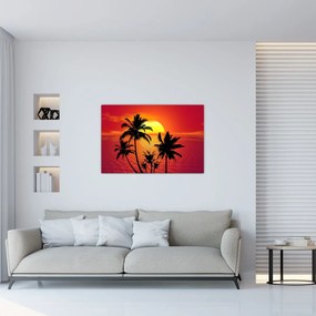 Tablou - Silueta insulei cu palmieri (90x60 cm)