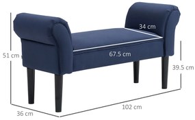 HOMCOM Băncuță capitonată pentru dormitor și hol, până la 130 kg capacitate de suport, 102 x 36 x 51 cm, Albastru | Aosom Romania