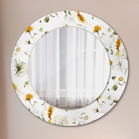 Oglinda rotunda rama cu imprimeu Flori de câmp