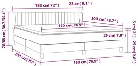 Pat box spring cu saltea, roz, 180x200 cm, catifea Roz, 180 x 200 cm, Benzi verticale