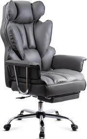 Scaun directorial gri din piele ecologica rezistent pana la 150 kg OFF 413