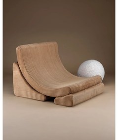 Fotoliu de copii maro cu tapițerie din catifea reiată Moon – Wigiwama