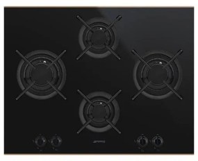 Plita incorporabila vitroceramica pe gaz Smeg Dolce Stil Novo PV664LCNR, 65 cm, negru