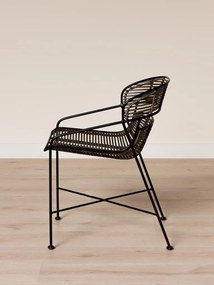 Scaun maro din metal si rattan, "Zeyra"