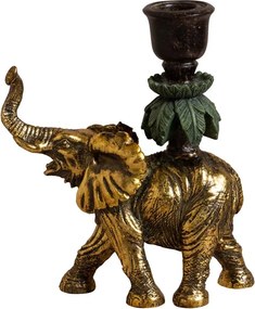 Suport lumanare din polirășină, „Golden Elephant”
