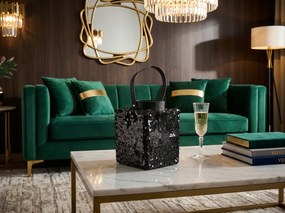 Laterna cu sclipici LOFTY GLAM 27 cm, neagra