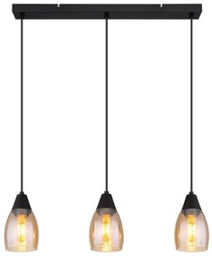 Lustra suspendata design modern REID negru, chihlimbar