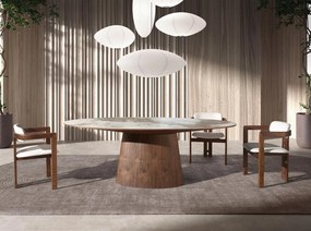 Scaun dining material textil alb-galbui si lemn Off-white