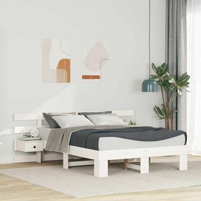 vidaXL Cadru de pat cu sertar Alb 135 x 190 cm