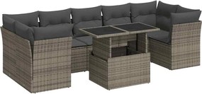 vidaXL Set canapele de grădină cu perne, 8 piese, gri, poliratan