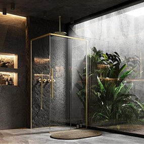 Cabina de dus SOLAR cu cadita alba 100x80 cm auriu periat