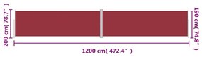 Copertina laterala retractabila, rosu, 200x1200 cm Rosu, 200 x 1200 cm