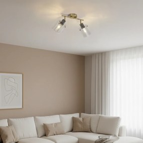 Spot de tavan de design bronz cu sticlă transparentă 2 lumini - Domo