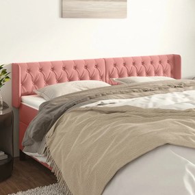 vidaXL Tăblie de pat cu aripioare roz 183x16x78/88 cm catifea