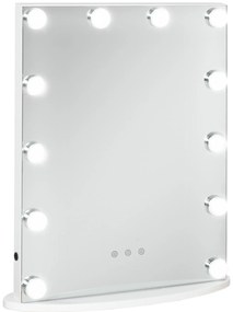 HOMCOM Oglindă de Machiaj cu Becuri LED, Design Modern și Funcțional, Ideală pentru Orice Dormitor, Alb | Aosom Romania