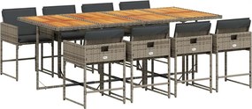 vidaXL Set mobilier grădină cu perne, 9 piese, gri, poliratan