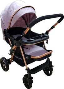 Carucior nou nascuti 2 in 1 BABY CARE™ PRO 511, Cadru aluminiu, Maner reversibil, Spatar reglabil in 5 trepte, Amortizoare, Frana picior,Pliabil , Gri