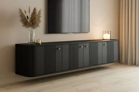 Dulap TV suspendat Vesper 4D 187 cm - negru / mânere aurii