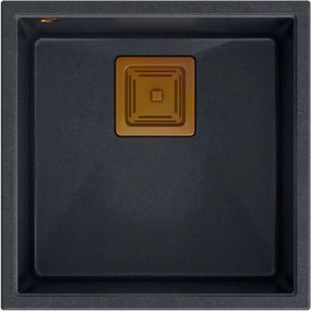 Chiuveta compozit sub blat Quadron Unique David 40 negru - cupru 42x42 cm