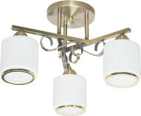 Lustra Milky Erste 3XE27 cu 3 abajururi sticla alba si structura alama 420x265 mm, corp iluminat elegant pentru living sau dining, stil modern
