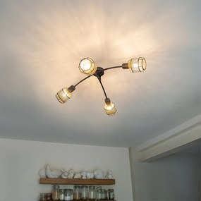 Plafoniera de design neagra cu auriu 4 lumini - Noud