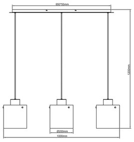 Brilliant - Pendul BETH pe cablu 3xE27/60W/230V negru/fumuriu