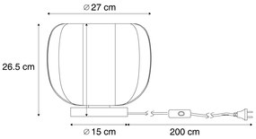 Lampă de masă Japandi neagră cu abajur bej din in 28cm - Nami