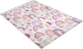 BAMBINO 61480 covor lavabil Curcubeu, puncte pentru copii anti-alunecare - cremă / roz