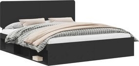 vidaXL Cadru de pat cu headboard Negru 180 x 200 cm Lemn de pin masiv