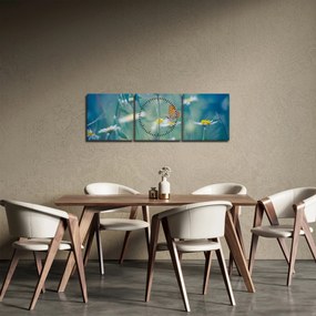 Tablou - Fluture pe margaretă (cu ceas) (90x30 cm)
