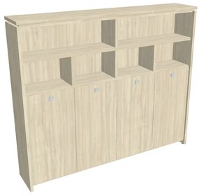 Dulap înalt pentru haine Verno 248 x 46 x 210 cm, cu rafturi, salcâm