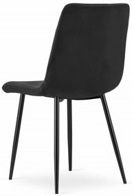 Scaun de masa din catifea neagra cu picioare negre, TURIN
