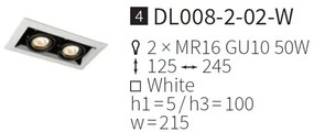 Plafoniera incastrabila cu doua spoturi Metal, alb MYDL008-2-02-W