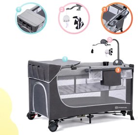 Pătuț portabil LEODY gri KINDERKRAFT