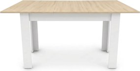 Masa extensibila de dining MADO 120/160x80 cm, alb/stejar sonoma