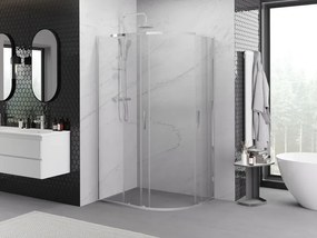 Mexen Exo cabină de duș semicirculară asimetrică glisantă 100 x 80 cm, transparent, crom - 8132-100-080-01-00